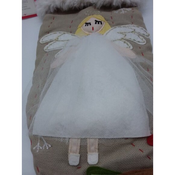 Pottery Barn Kids Emma Angel Woodland Christmas Holiday Stocking Quilted Xmas - Picture 3 of 10